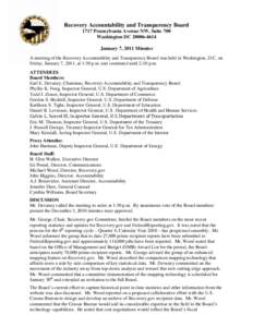 American Recovery and Reinvestment Act / Daniel R. Levinson / Gordon S. Heddell / Earl Devaney / Inspector General / United States federal executive departments / Politics / Recovery Accountability and Transparency Board / Government / Inspectors general