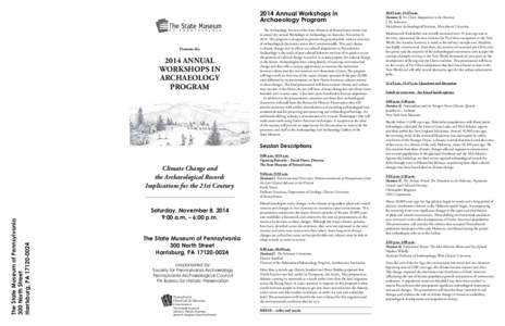 2014 Annual Workshops in Archaeology Program Presents the[removed]ANNUAL