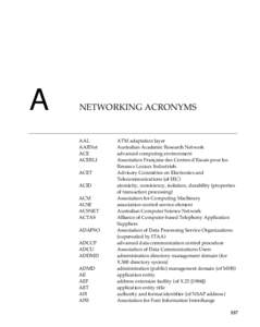 A  NETWORKING ACRONYMS AAL AARNet