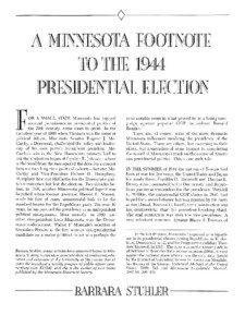 A Minnesota footnote to the 1944 presidential election /  Barbara Stuhler.