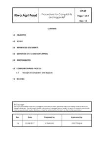 OP.09  Kiwa Agri Food Procedure for Complaints and Appeals©