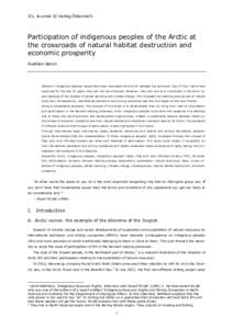 ICL Journal © Verlag Österreich  Participation of indigenous peoples of the Arctic at the crossroads of natural habitat destruction and economic prosperity Aurélien Baron