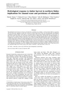 Hydrological response to timber harvest in northern Idaho: Implications for channel scour and persistence of salmonids