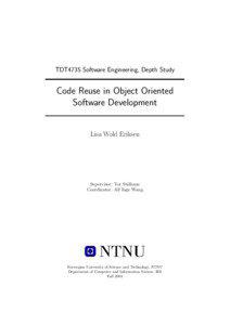 TDT4735 Software Engineering, Depth Study  Code Reuse in Object Oriented