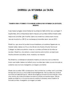 SHIRIKA LA NYUMBA LA TAIFA  TAARIFA KWA VYOMBO VYA HABARI UUZWAJI WA NYUMBA ZA LEVOLOSI, ARUSHA Kwa mara nyingine tena Shirika la Nyumba la Taifa (NHC) leo (Jumapili, 9, Septemba, 2012) limezindua rasmi mauzo ya nyumba k