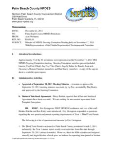 Palm Beach County NPDES Northern Palm Beach County Improvement District 359 Hiatt Drive Palm Beach Gardens, FLwww.pbco-npdes.org Memorandum
