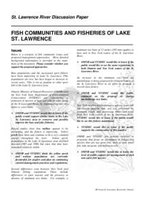 St. Lawrence River Discussion Paper ___________________________________________________________________________ FISH COMMUNITIES AND FISHERIES OF LAKE ST. LAWRENCE ________________________________________________________