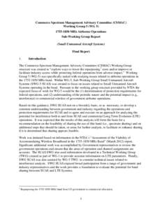 Commerce Spectrum Management Advisory Committee (CSMAC) Working Group 5 (WG[removed]MHz Airborne Operations Sub-Working Group Report (Small Unmanned Aircraft Systems) Final Report