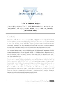 PPN WORKING PAPER CRISIS COMMUNICATIONS AND  MANAGEMENT: DISCUSSION