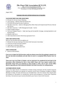 The Pony Club Association Of N.S.W. Office 7, 25 Victoria Street Wollongong NSW 2500 Phone: ([removed]Fax: ([removed]Email: [removed] Correspondence to: PO Box 2085 Wollongong NSW[removed]August 2014