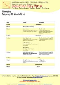ASME WA Induction Day 2014 Timetable