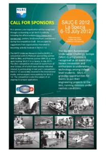 CALL FOR SPONSORS  SAUC-E 2012 La Spezia 6-13 July 2012