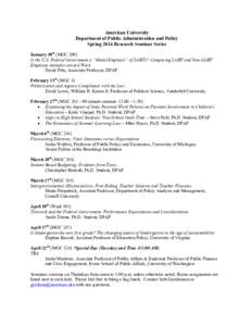 American University Department of Public Administration and Policy Spring 2014 Research Seminar Series January 30th (MGC 200) Is the U.S. Federal Government a “Model Employer” of LGBTs? Comparing LGBT and Non-LGBT Em