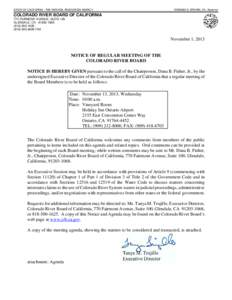 STATE OF CALIFORNIA - THE NATURAL RESOURCES AGENCY  EDMUND G. BROWN, JR., Governor COLORADO RIVER BOARD OF CALIFORNIA 770 FAIRMONT AVENUE, SUITE 100