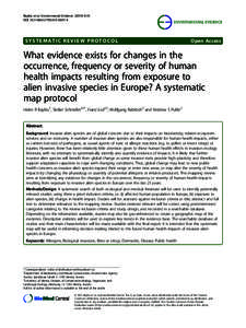 What evidence exists for changes in the occurrence, frequency or severity of human health impacts resulting from exposure to alien invasive species in Europe? A systematic map protocol