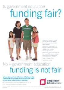 Is government education  funding fair? Independent schools in Victoria get more than 66.6% of their income from parents and other
