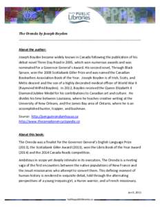 First Nations in Ontario / First Nations in Quebec / Orenda Engines / Iroquois / Joseph Boyden / Through Black Spruce / Society of Jesus / New France / Wyandot people / First Nations / History of North America / Americas