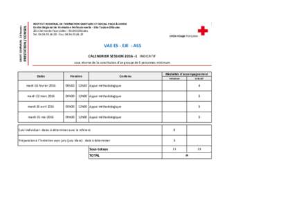 PRESTATION / CONSEIL  DROIT COMMUN : 24 heures INSTITUT REGIONAL DE FORMATION SANITAIRE ET SOCIAL PACA & CORSE Centre Régional de Formation Professionnelle - Site Toulon-Ollioules