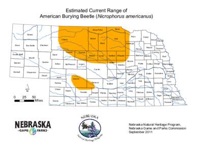 Estimated Current Range of American Burying Beetle (Nicrophorus americanus) Boyd Keya Paha Dawes