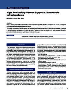 IT System Technology Domain  High Availability Server Supports Dependable Infrastructures MIZUTANI Fumitoshi, ABE Shinji