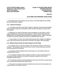 STATE OF IDAHO, Military Division Headquarters, Idaho National Guard 4040 W. Guard Street Boise, IdahoChange 3 to HQ IDNG (ARNG