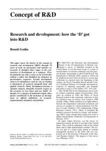 Science and Public Policy, volume 33, number 1, February 2006, pages 59–76, Beech Tree Publishing, 10 Watford Close, Guildford, Surrey GU1 2EP, England  Concept of R&D