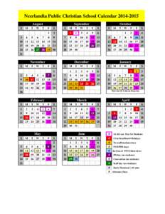 Neerlandia Public Christian School Calendar[removed]August S M