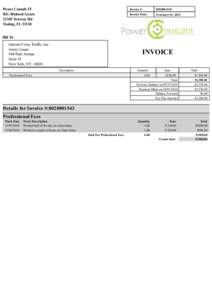 Power Consult IT RE: Richard Green[removed]Testway Rd Testing, FL[removed]Invoice #: