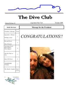 The Dive Club Long Island, New York Volume 20, Issue 10  Message for the President