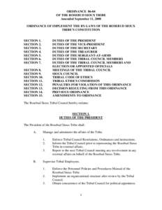 ORDINANCE OF IMPLEMENT THE BY-LAWS OF THE ROSEBUD SIOUX TRIBE’S CONSTITUTION