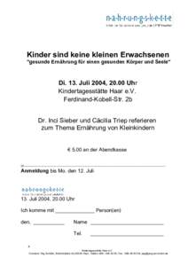 Kinder sind keine kleinen Erwachsenen 