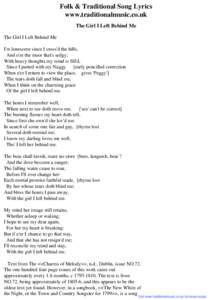 Folk & Traditional Song Lyrics - The Girl I Left Behind Me