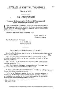 No. 42 of[removed]AN ORDINANCE To amend the Interpretation Ordinance 1967, as amended by the Interpretation Ordinance 1972.
