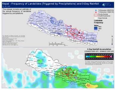 Nepal - Frequency of Landslides (Triggered by Precipitations) and 3-Day Rainfall PDC - NPL - LS019 This dataset includes an estimate of the annual frequency of landslides triggered by precipitations.