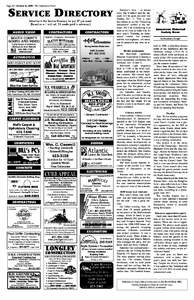 Page 20 / October 8, [removed]The Jamestown Press  SERVICE DIRECTORY Advertise in the Service Directory for just $7 per week. (Based on a 1-inch ad, 26 weeks paid in advance.)