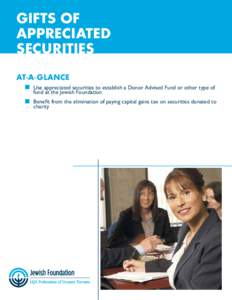 Gifts of Appreciated Securities at-a-glance 	Use appreciated securities to establish a Donor Advised Fund or other type of fund at the Jewish Foundation