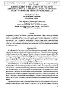 Geometrization of the language of chemistry: Approximate spatial mathematical model of different species of atoms and Mendeleev’s Periodic Law.