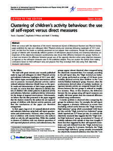 Saunders et al. International Journal of Behavioral Nutrition and Physical Activity 2011, 8:48 http://www.ijbnpa.org/contentLETTER TO THE EDITOR  Open Access