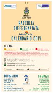 Comune dI azzano decImo RaCCOLTa DIFFERENZIaTa CaLENDaRIO 2014