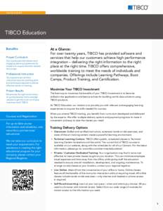 D ATA S H E E T  TIBCO Education Benefits Proper Curriculum Our courses provide relevant and