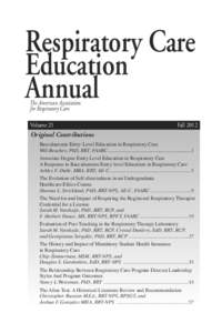 Respiratory Care Education Annual The American Association for Respiratory Care Volume 21