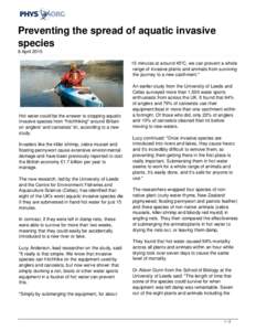 Preventing the spread of aquatic invasive species