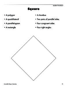 student handout  Square •	A polygon  •	A rhombus