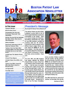 Summer 2013	  BPLA NEWSLETTER Volume 44, Issue 2