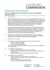 organising small lotteries - november 2009