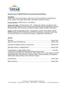 Summary March 5, 2009 USTAR Governing Authority Board Minutes