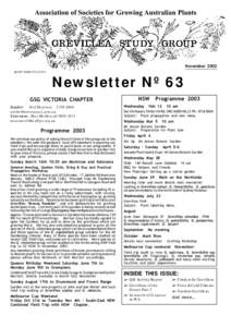 Association of Societies for Growing Australian Plants  November 2002 Ref Nº ISSN[removed]Newsletter Nº 63