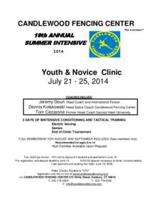 CANDLEWOOD FENCING CENTER 19th ANNUAL SUMMER INTENSIVE 2014  