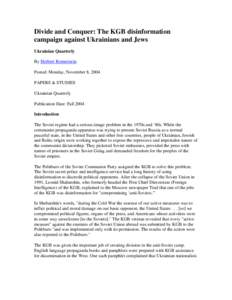 Microsoft Word - Divide and Conquer KGB misinformation.doc