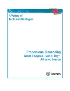 Proportional Reasoning Grade 9 Applied  Unit 4 Day 1 Adjusted Lesson